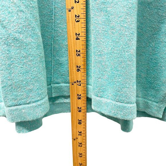 J Jill Blue Aqua Teal Split Neck 3/4 Sleeve Tunic Sweater Coastal Beachy L - Picture 6 of 7